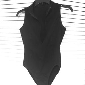 Baltogs black tank zipper leotard/bodysuit